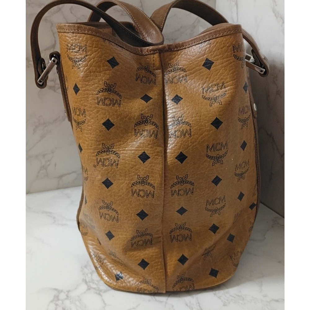 MCM Cognac Visetos Monogram Double Handle Bag - EUC - Picture 4 of 9